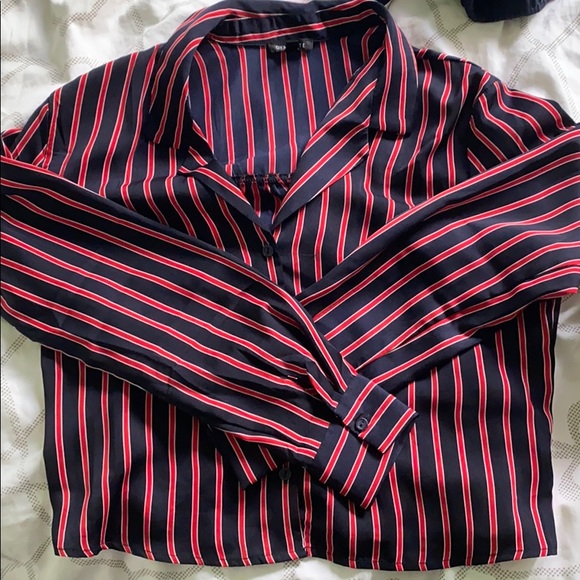 BNWOT Silky striped button up blouse - Picture 3 of 4